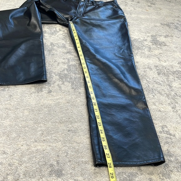 New Agolde Riley Long Pants Recycled Leather in Detox Black High Rise Sz 31 - Picture 11 of 14